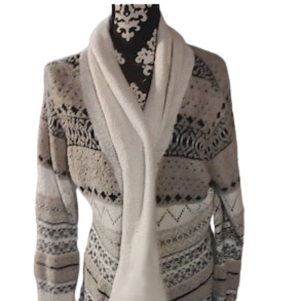 Cozy XXL Open Front Cardigan Shawl Coller Duster Sweater Aztec Geometric Pattern